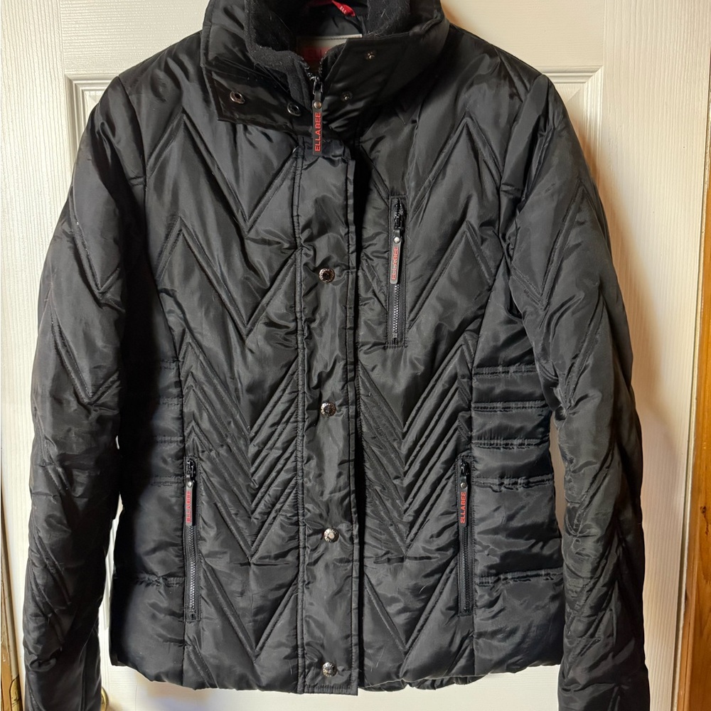 ELLABEE Elegant Black Women's Quilted Puffer Jacket